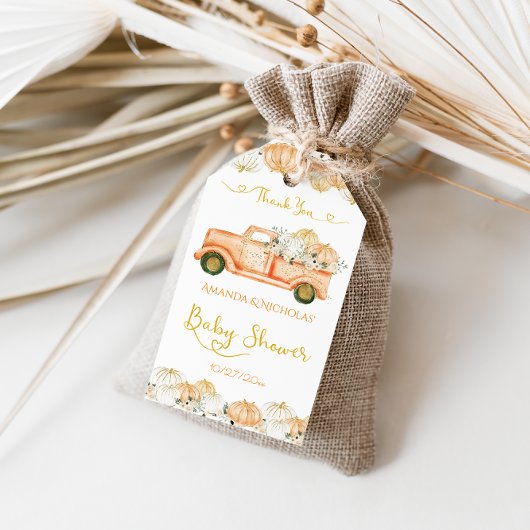 Herfst Baby shower Schattigee pompoen oogst dank u Cadeaulabel