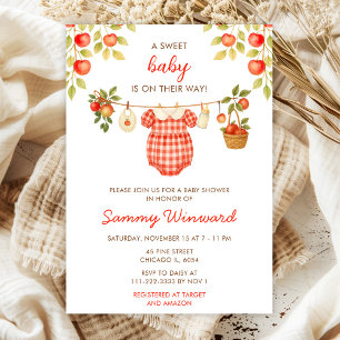Herfst Baby Shower Uitnodiging Klerenlijn Met Appe