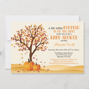 Herfst baby shower uitnodigingskaart bomen en blad kaart