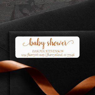 Herfst Baby shower Verbrandend Oranje retouradre Etiket