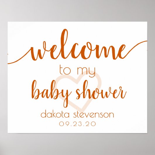 Herfst Baby shower | Verbrandend Oranje Welkomstte Poster (Voorkant)