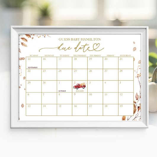 Herfst Baby shower vervaldatum kalender Poster