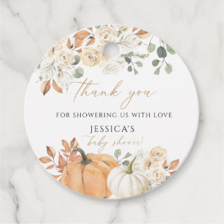 Herfst baby shower vierkant dank je tag , bedank j bedankjes labels