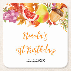 Herfst Baby Shower Vierkante Kartonnen Onderzetter