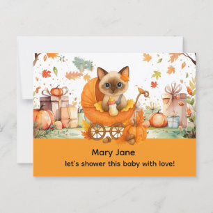 Herfst Baby shower voor kattenliefhebbers Briefkaart