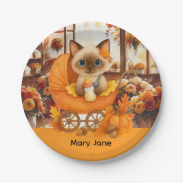 Herfst Baby shower voor kattenliefhebbers Papieren Bordje
