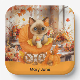 Herfst Baby shower voor kattenliefhebbers Papieren Bordje
