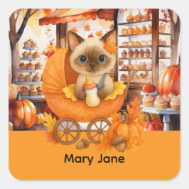 Herfst Baby shower voor kattenliefhebbers Vierkante Sticker