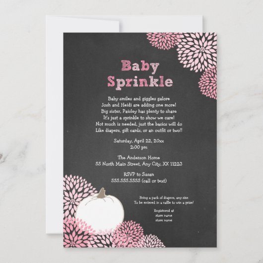Herfst Baby Sprinkle Invites, witte pompoen Kaart (Voorkant)