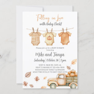 Herfst baby waslijn baby shower uitnodiging. kaart