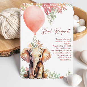 Herfst Ballon Elephant Baby shower Boek Verzoek Informatiekaartje