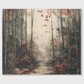 Herfst Bamboepad Inktwassing Cadeaupapier (Vlak)