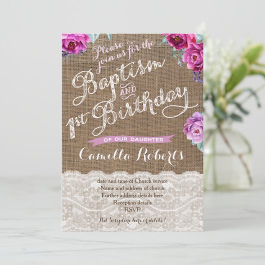 Herfst Baptisme 1e verjaardag Kaarten viering fees (Staand voorkant)