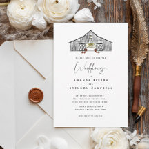 Herfst Barn met Pumpkins Wedding Invitation