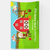 Herfst Barnyard Verjaardag Blond Haar Meisje Welko Spandoek (Verticaal)