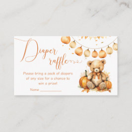 Herfst Beer Baby shower Luier verloting ticket Informatiekaartje