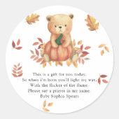 Herfst Beer baby shower - Prayer candle label (Voorkant)