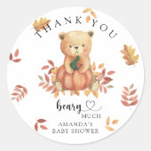 Herfst Beer - beary veel - dank je Ronde Sticker (Voorkant)