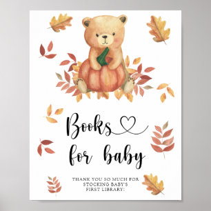 Herfst beer met pompoen, boeken voor baby poster