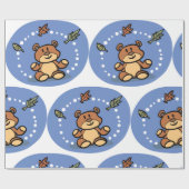 Herfst Beer met vallende bladeren Cadeaupapier (Vlak)