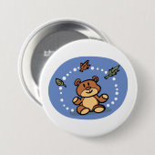 Herfst Beer met vallende bladeren Ronde Button 7,6 Cm (Voorkant /achterkant)