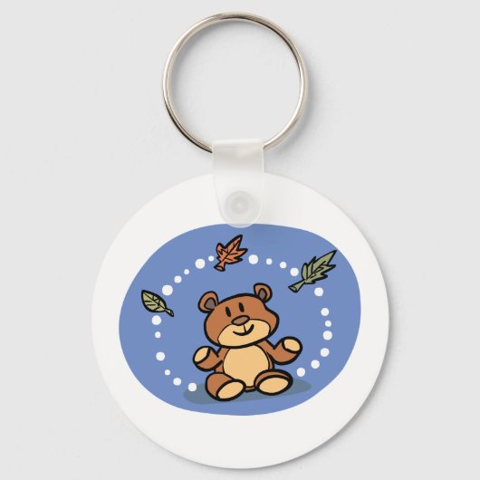 Herfst Beer met vallende bladeren Sleutelhanger (Voorkant)