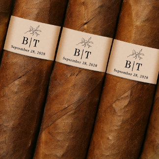 Herfst Beige Bruiloft Sigaar Band Label