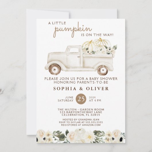 Herfst Beige Bruin Gender Neutral Couples Shower Kaart (Voorkant)