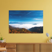 Herfst bergen en mist in de vallei canvas afdruk (Insitu (Woonkamer))