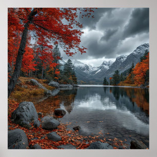 🍁 Herfst Bergmeer Reflectie Natuur Decoratie 🍁
