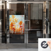 Herfst berk bomen venster vastklampen raamsticker (Kantoordeur)