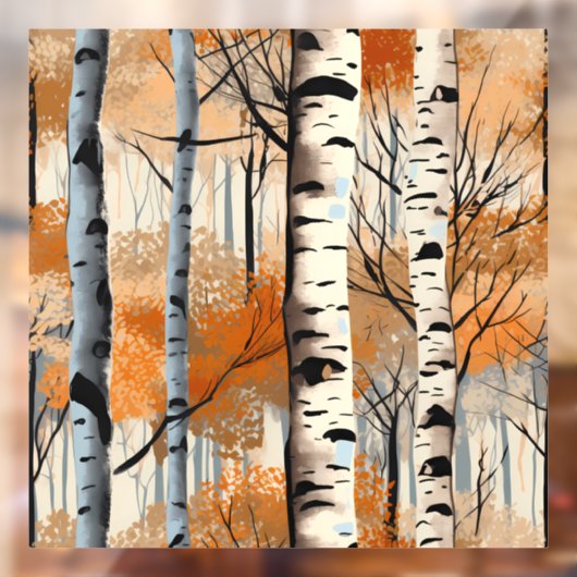 Herfst berk bomen venster vastklampen raamsticker (Vel 2)