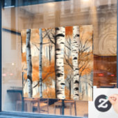 Herfst berk bomen venster vastklampen raamsticker (Cafe Raam)