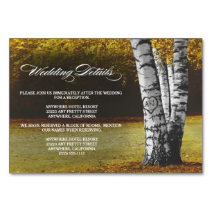 Herfst Berkenboom Huwelijksreceptie + Hotel Kaarte Kaart