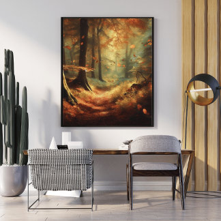 Herfst betovering: mystiek bos poster