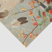 Herfst Bird Oranje Floral Foliage Script Decoupage Tissuepapier (Detail)