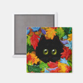 Herfst Black Cats Creationarts Magnet Magneet (Voorkant / Achterkant)