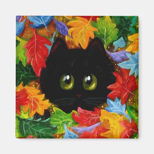 Herfst Black Cats Creationarts Magnet Magneet (Voorkant)