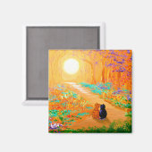 Herfst Black Cats Creationarts Magnet Magneet (Voorkant / Achterkant)