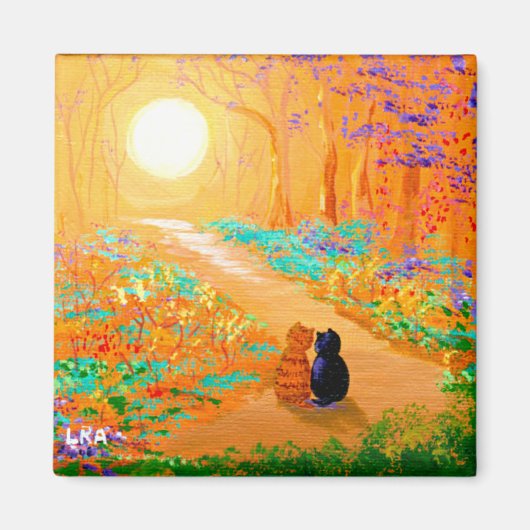 Herfst Black Cats Creationarts Magnet Magneet (Voorkant)