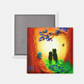 Herfst Black Cats Creationarts Magnet Magneet (Voorkant / Achterkant)