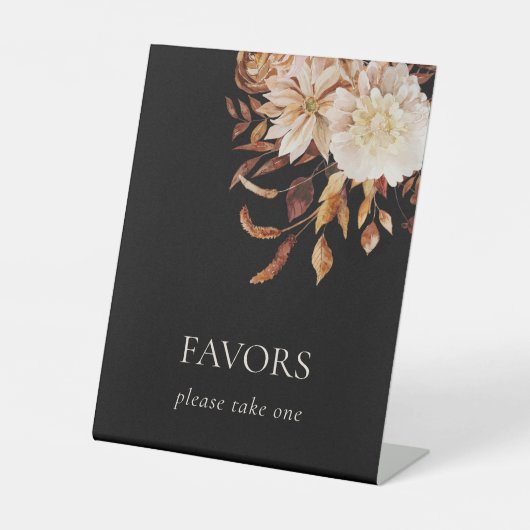 Herfst Black Wedding Favors Reclamebord Met Voetstuk (Voorkant)