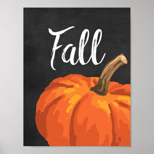 Herfst - Blackboard Thanksgiving Pumpkin Poster (Voorkant)
