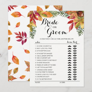 Herfst blad Bruid of Bruidegom spel bewerkbaar Kaart