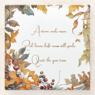 Herfst blad typografie coaster glazen onderzetter