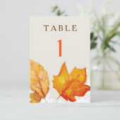 Herfst Bladeren Aquarel Tafel Nummers Kaart (Staand voorkant)