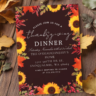 Herfst Bladeren Bloemendiner voor Thanksgiving Kaart