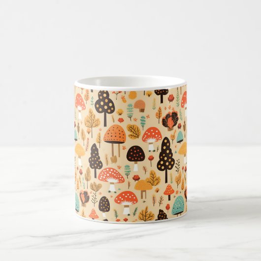Herfst bladeren champignons en pompoen koffie mok (Center)