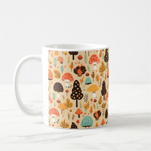 Herfst bladeren champignons en pompoen koffie mok (Links)