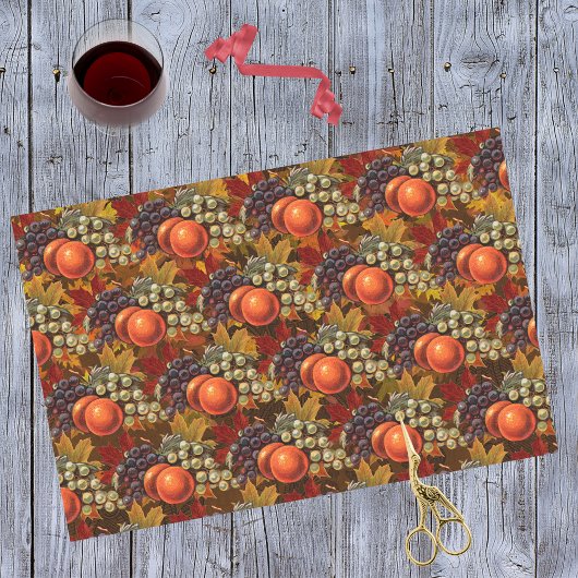 Herfst bladeren druiven en appels - overvloedige o tissuepapier
